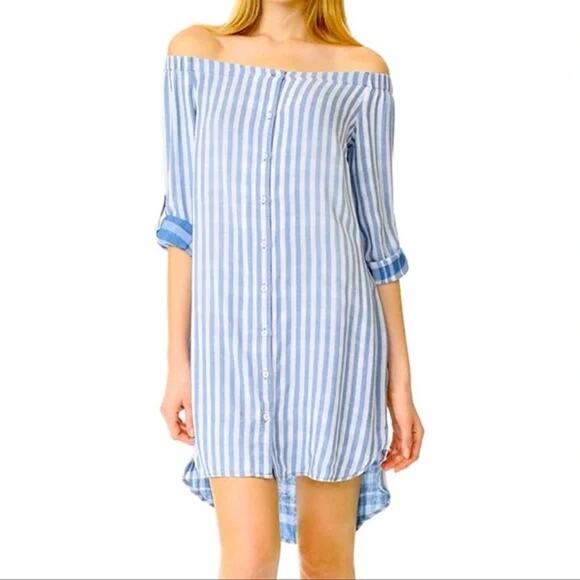 Anthropologie Dresses & Skirts - Anthropology Cloth & Stone pinstripe dress blue white Small beachy coastal chic